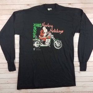 VTG 80s Harley Holidays Santa Claus Long Sleeve
